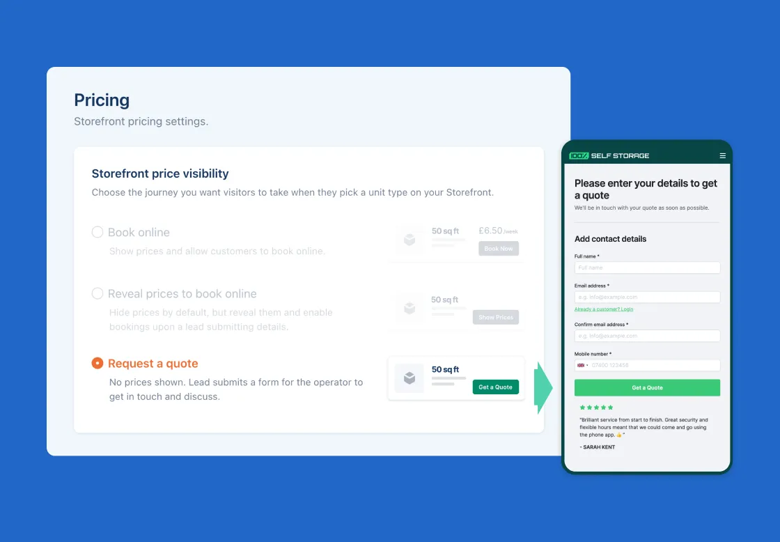 "Request a quote" enquiry mode