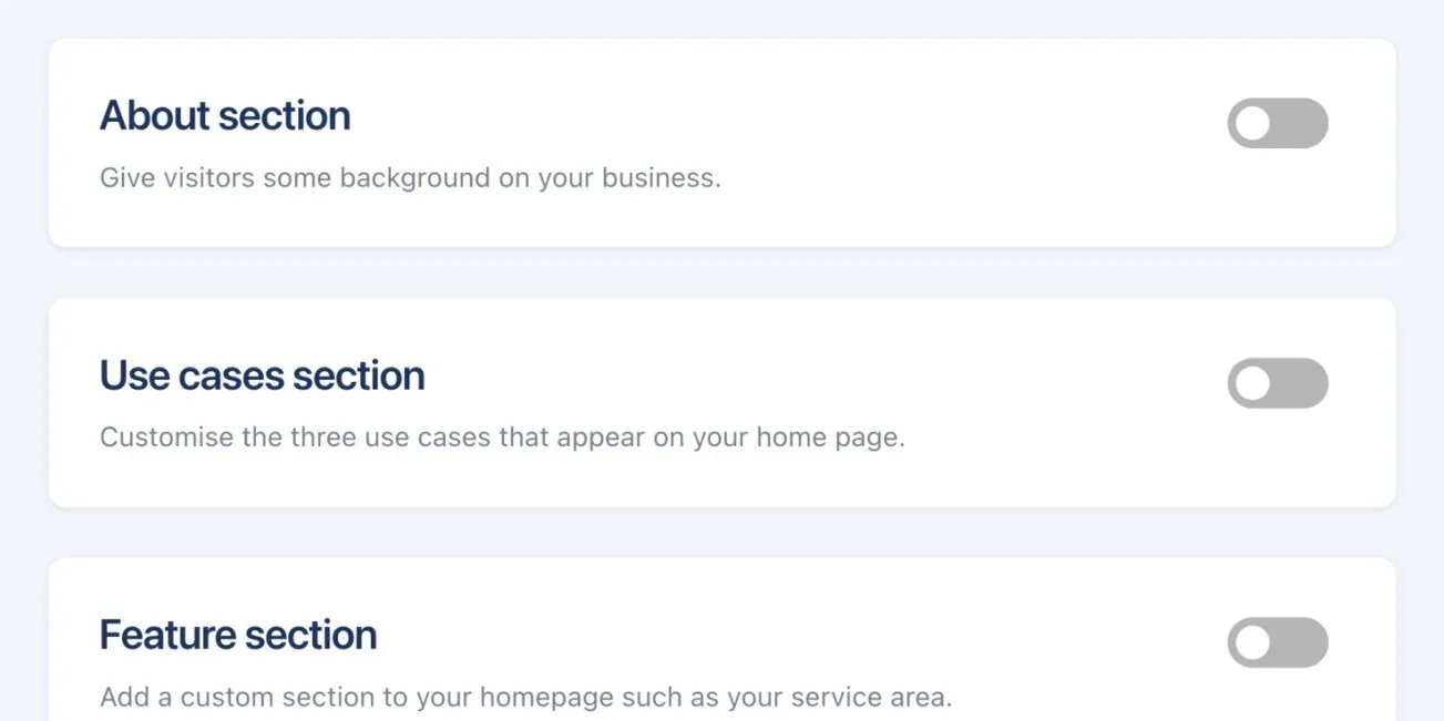 Toggle the About section on your homepage on or off