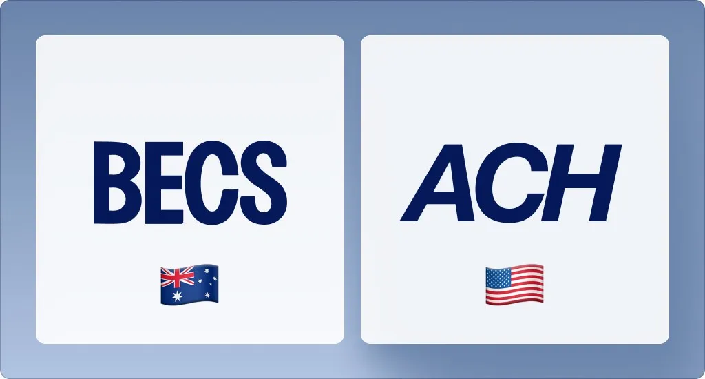 BECS (Australia) and ACH (US) direct debit logos