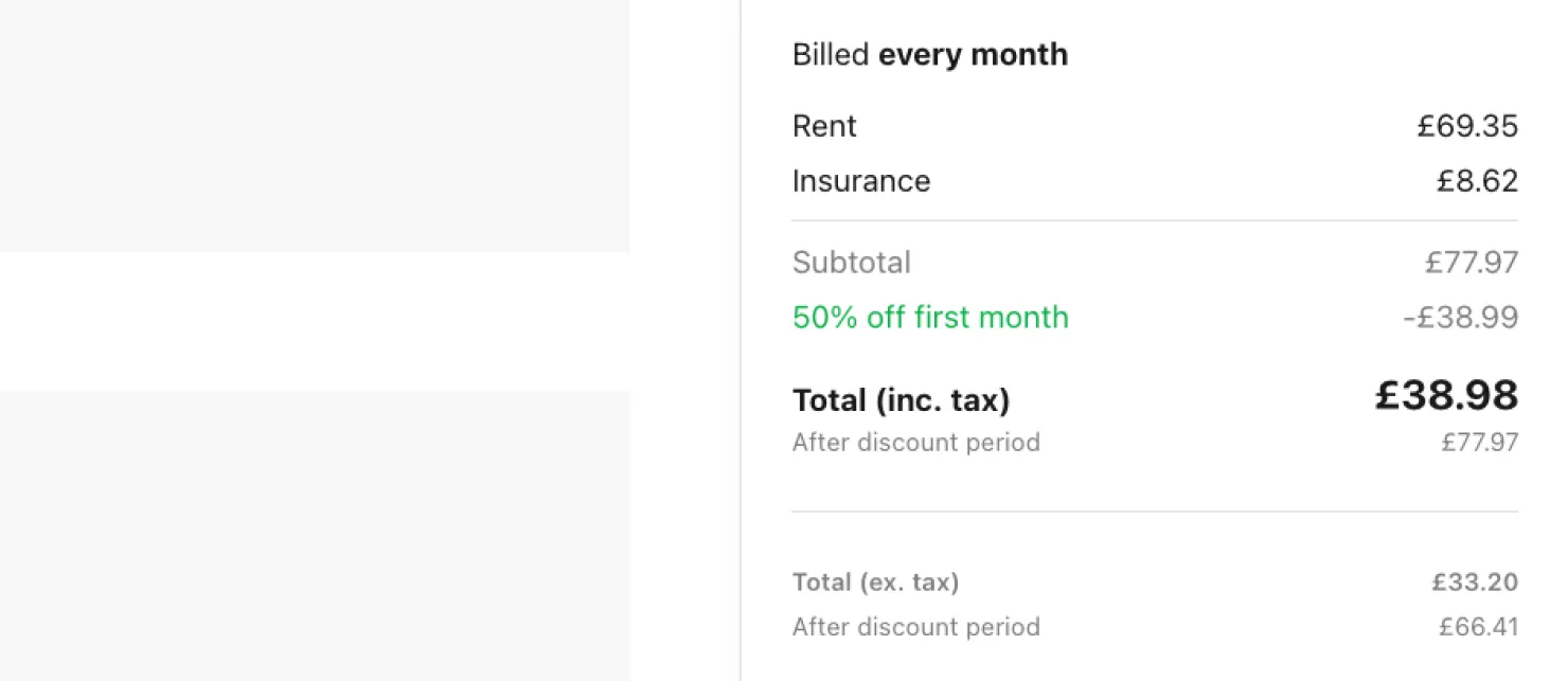 Simplified booking summary