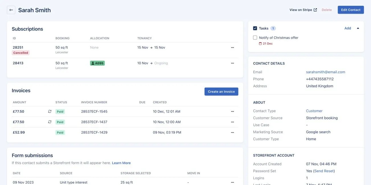 The new contact page