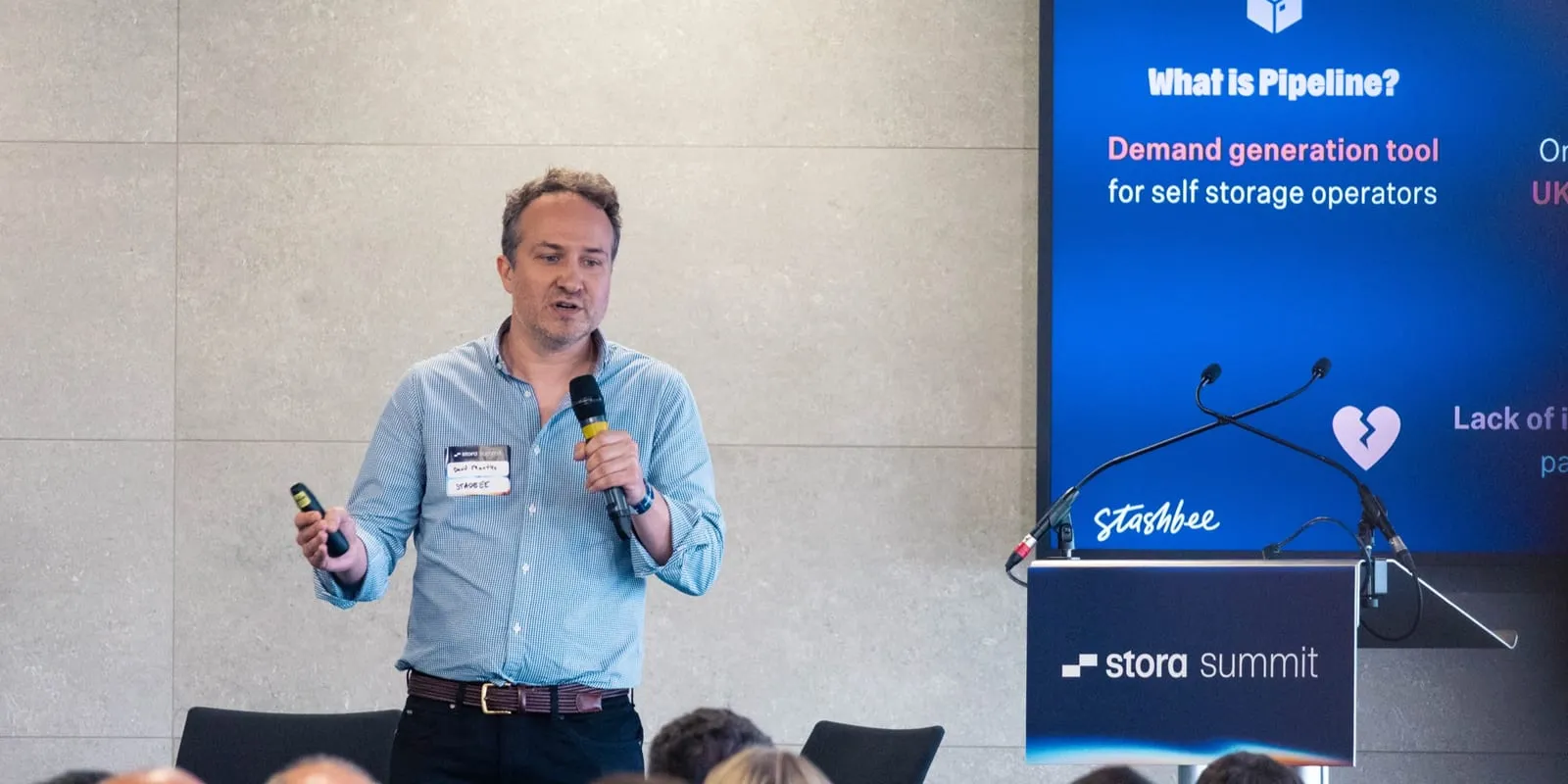 David Mantle, CEO and Co-founder of Stashbee, presenting at Stora Summit