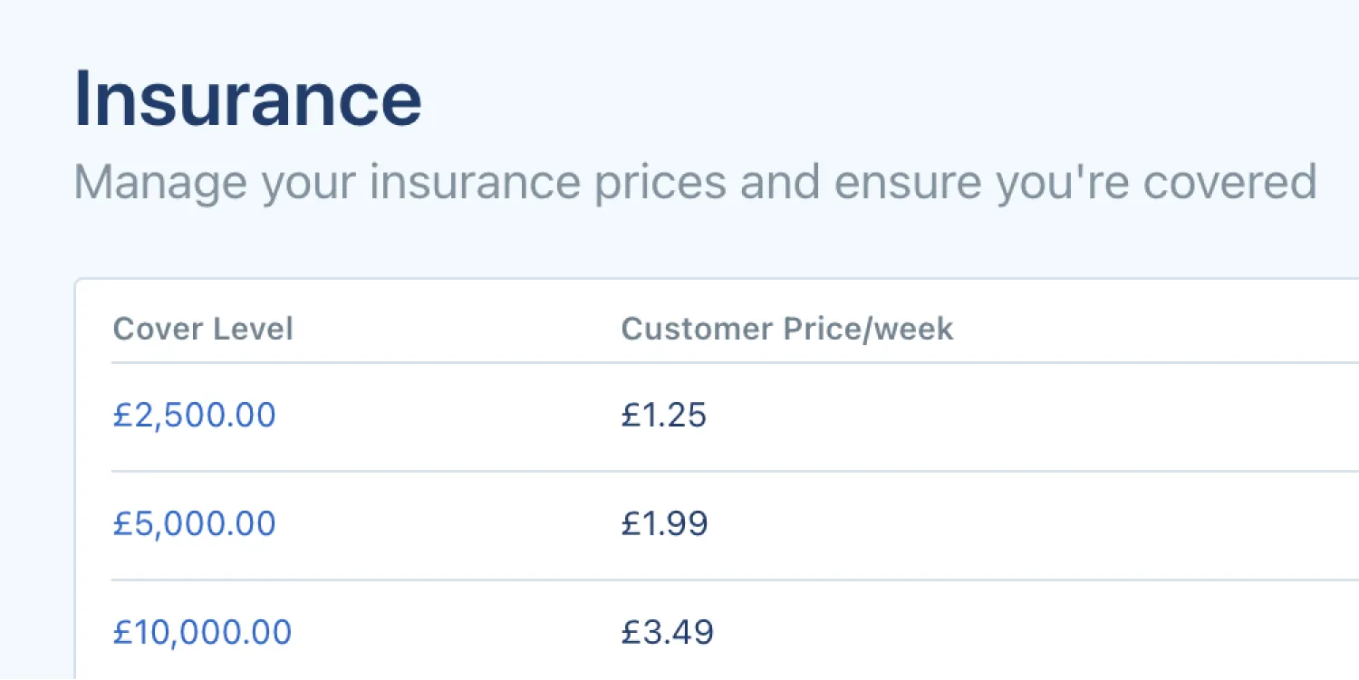 Create your own insurance cover levels