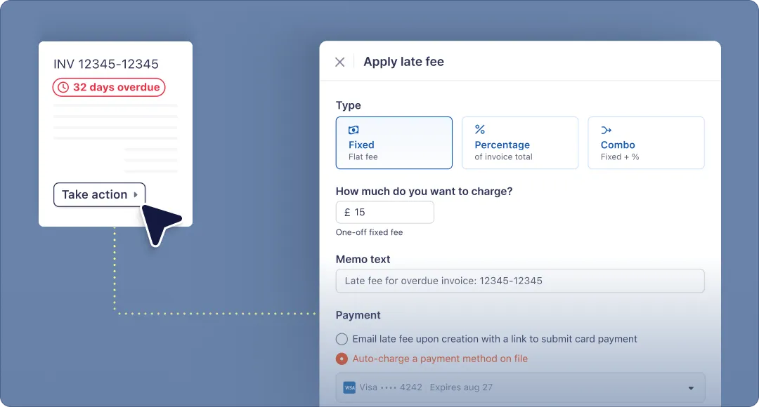 Charge late fees in seconds