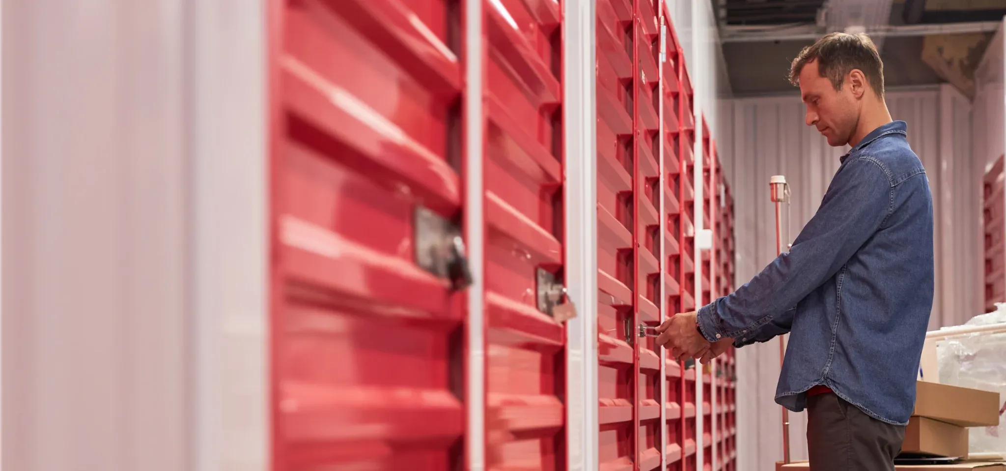 A customer accessing their storage unit