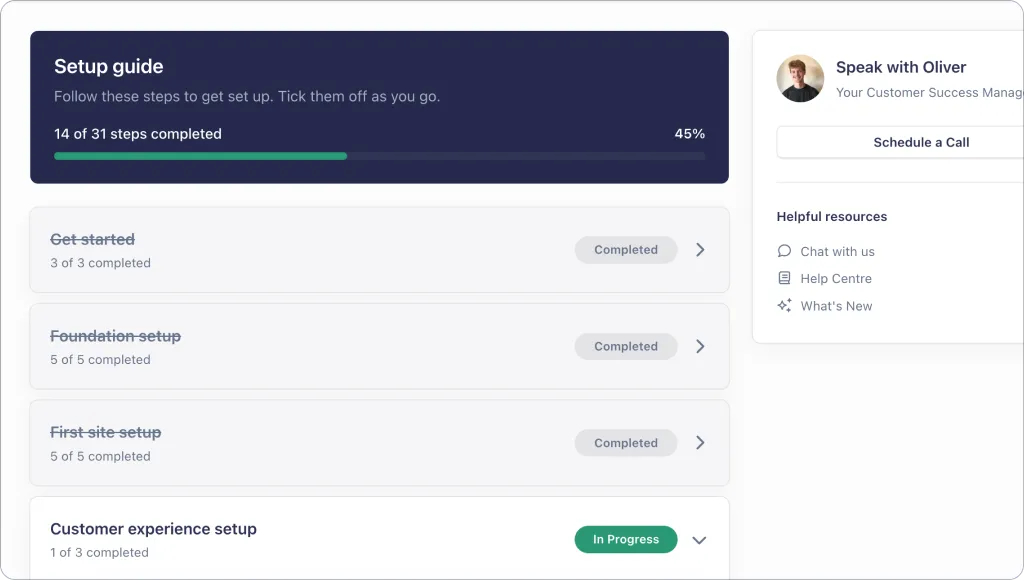 Improved onboarding experience